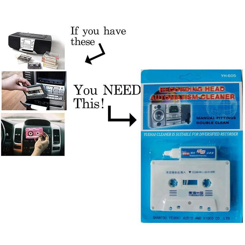 Cassette Tape Head - カセットテープヘッドクリーナー 消磁器キット オーディオプレーヤーデッキ ホームテーププレーヤー クリーニング用品 レコーダークリーナー液